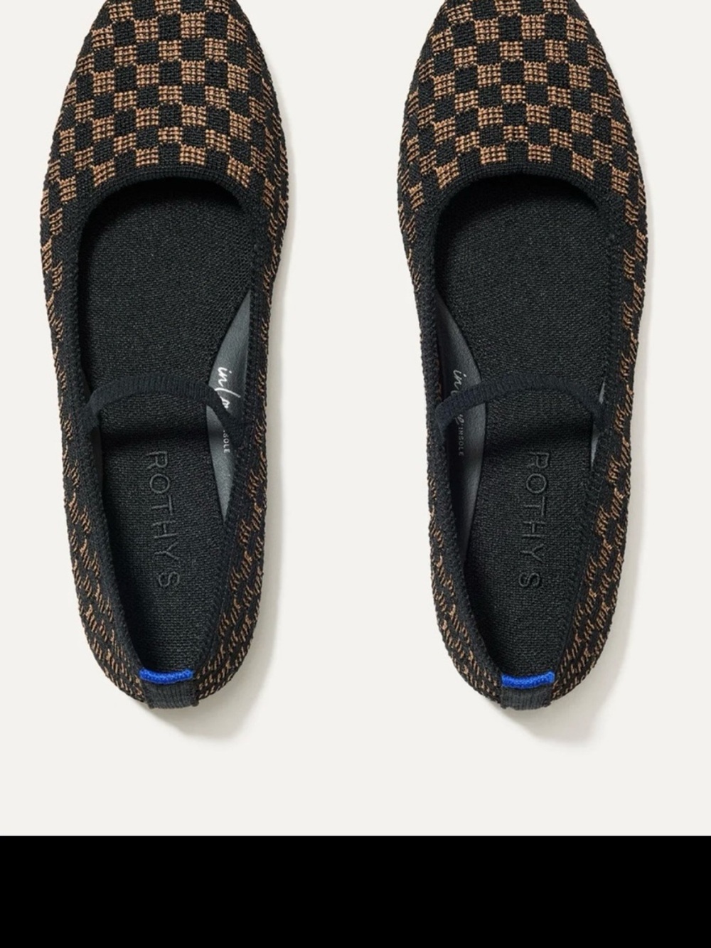 Rothy's Checker Knit Ballet Flats in Black & Brown night song mary jane